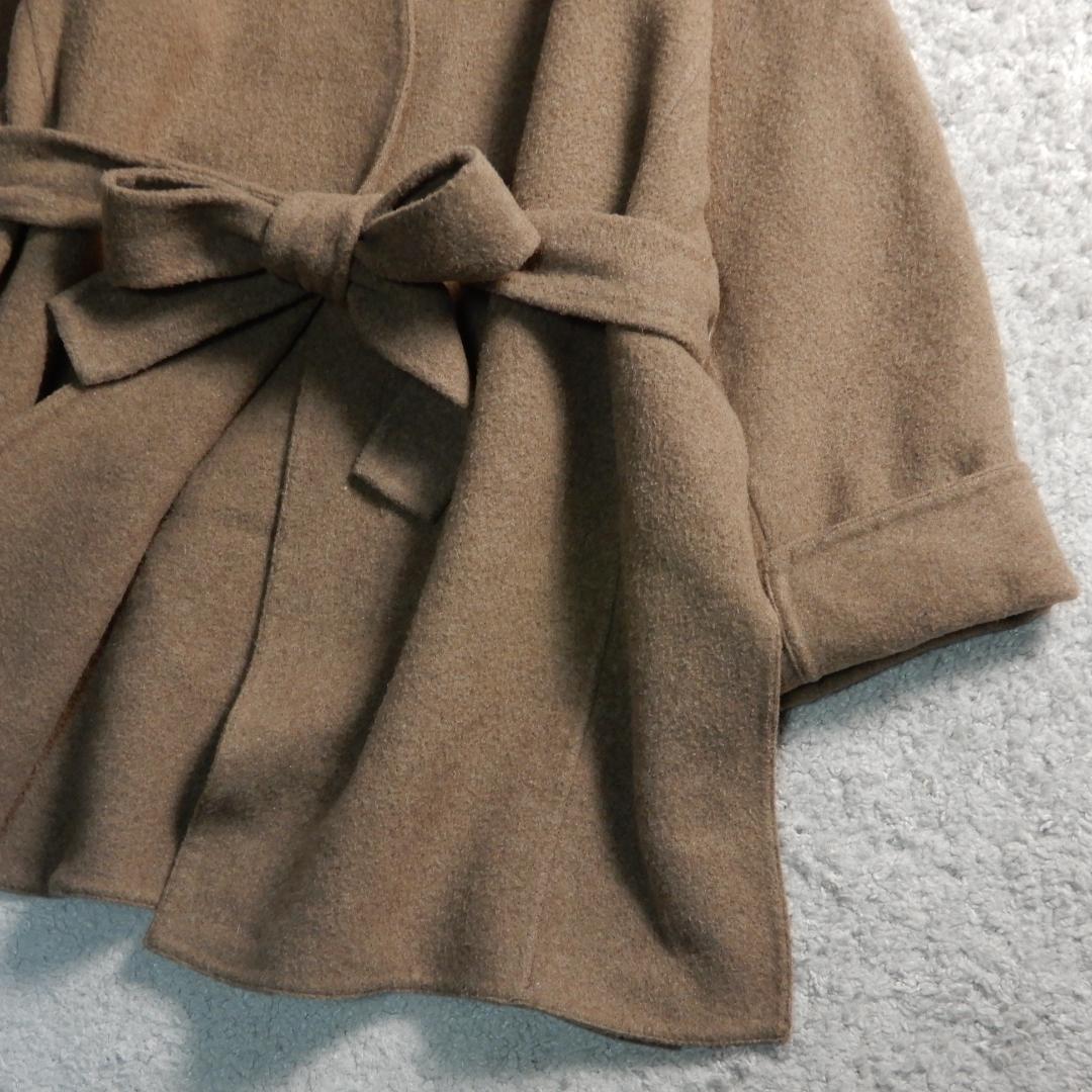 ミラオーウェン ウールブレンド ウエストリボン リバー コート F