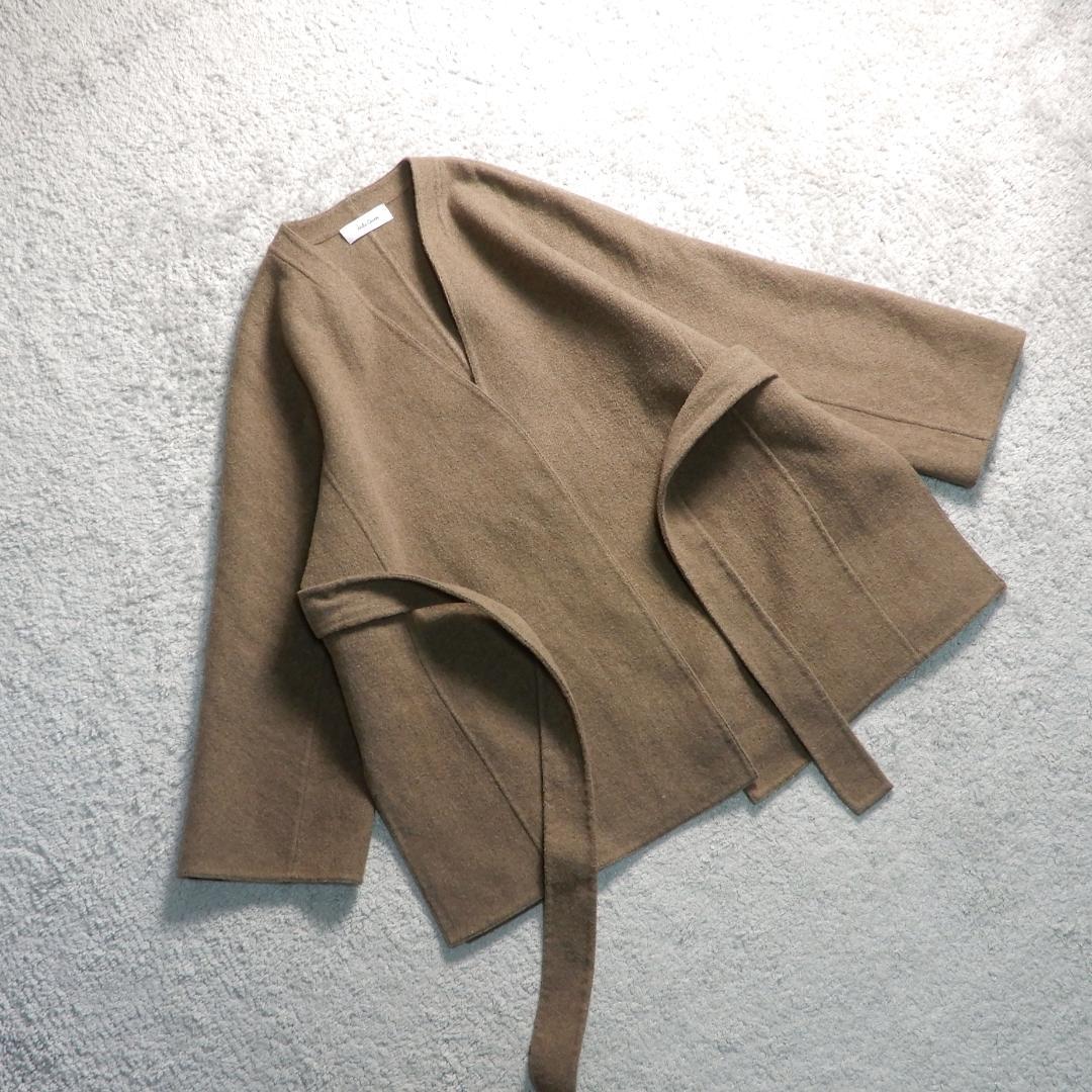 ミラオーウェン ウールブレンド ウエストリボン リバー コート F