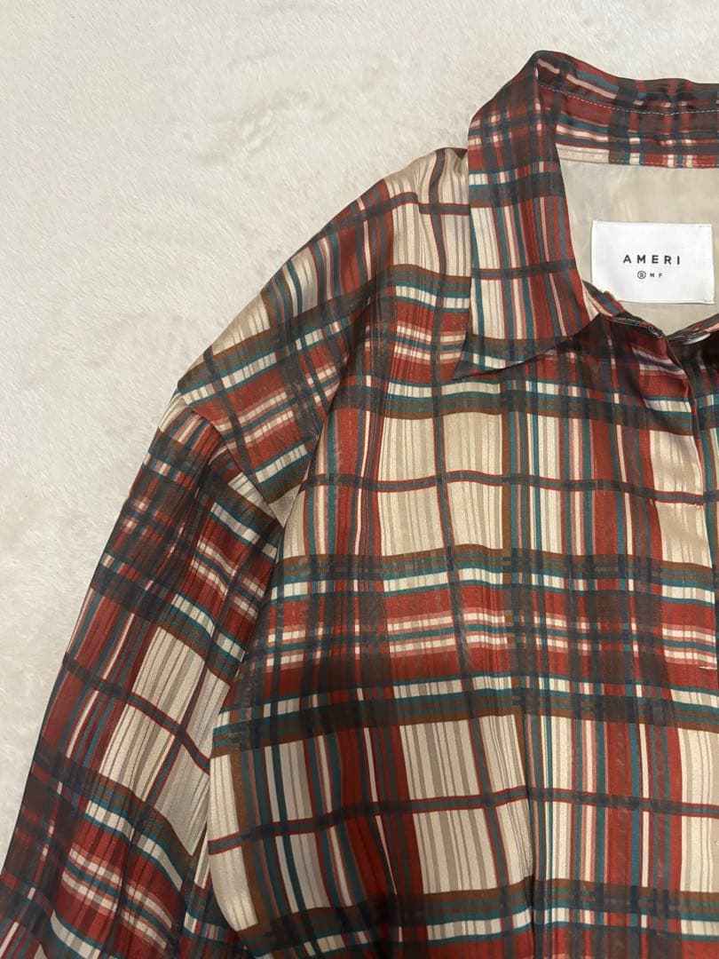 AMERI 夏帆さん着用　チェック　フレア　ロングワンピース　長袖　アメリ