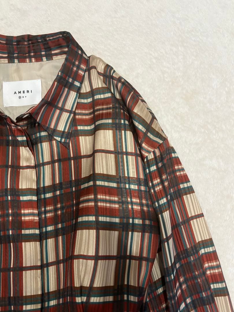 AMERI 夏帆さん着用　チェック　フレア　ロングワンピース　長袖　アメリ