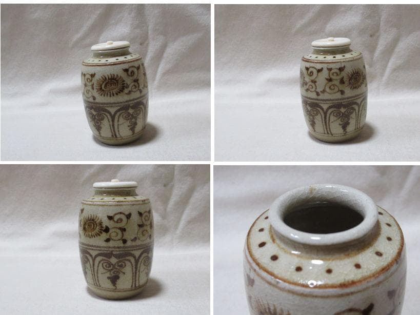 瀬戸赤津窯　加藤唐三郎造　鉄絵　茶入　共箱