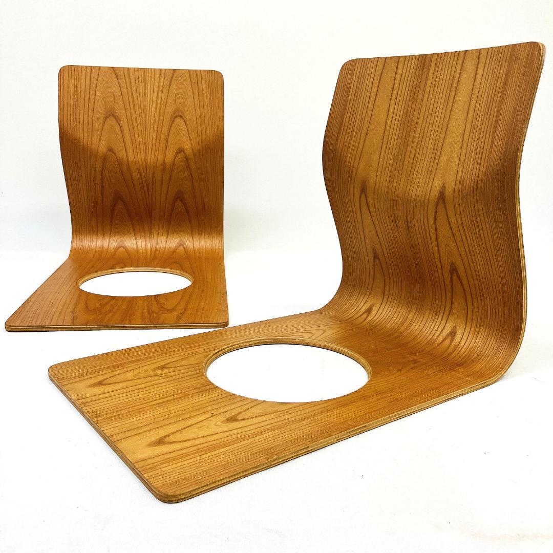 Tendo 天童木工 座椅子 2脚セット 藤森健次 曲げ木 ケヤキ板目 曲木⑭