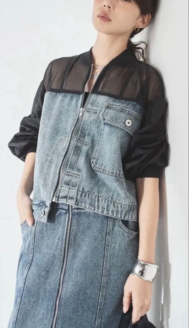 デニムコンビネーションブルゾン ケミカルブルー/esica エシカ 同型