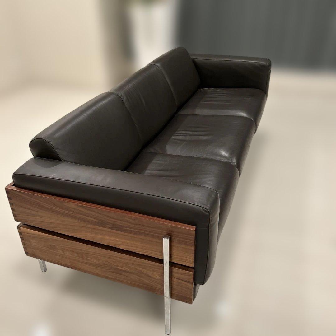 【美品】ESSENZA イタリア製本革ソファ（３人掛け）