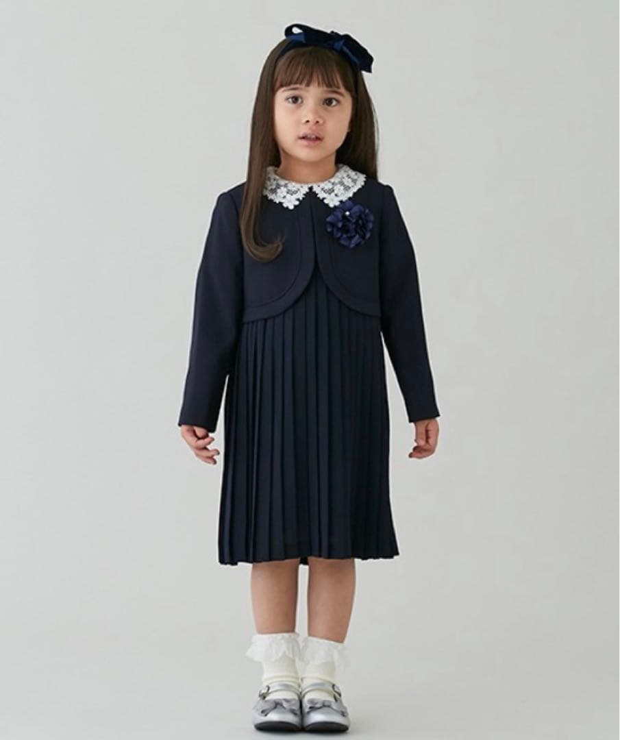 新品petit main◇プティマインレースプリーツワンピドレスフォーマル120