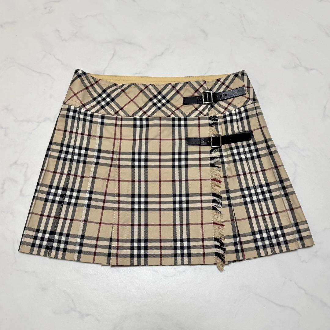 美品 BURBERRY BLUE LABEL ノバチェック プリーツミニスカート