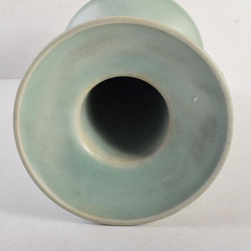 中国　龍泉窯　粉青釉　魚双耳瓶　花生　時代箱付　C　8294