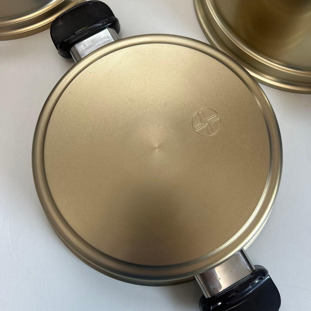 最高級　しばのキッチン　ゴールド　6点セットガラス蓋セット