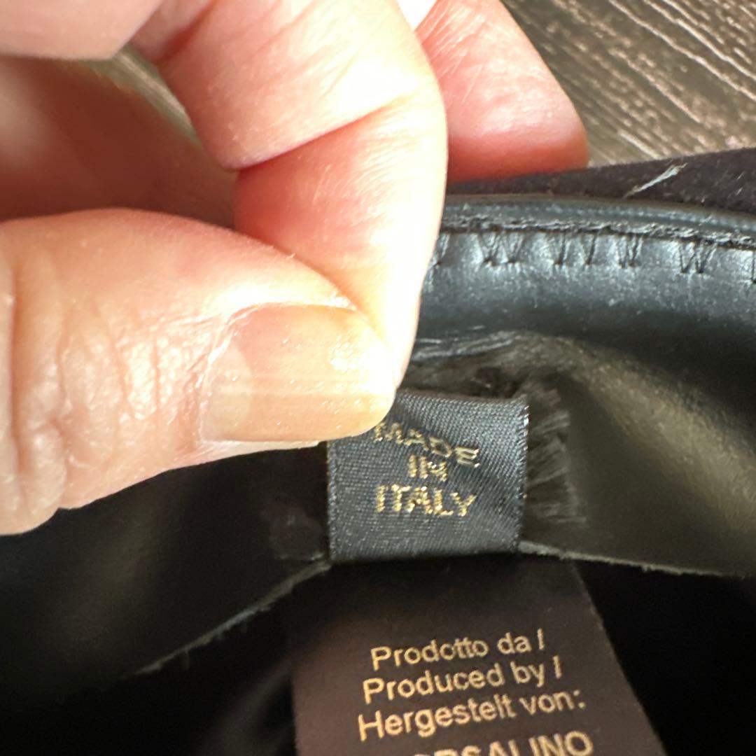 ボルサリーノ　ネイビー　ウール フェルトハット リボン　イタリア製　60cm