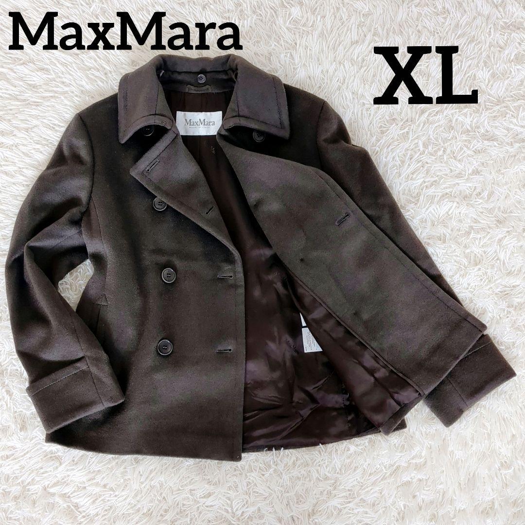 【訳あり】MaxMara白タグ XLキャメル ヌートリア Pコート 大きいサイズ