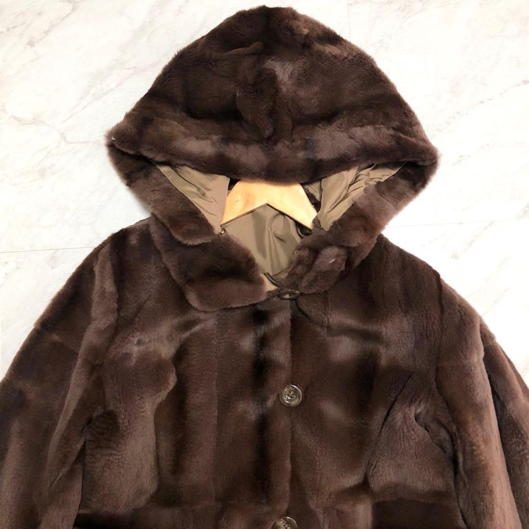 美品✨バルマン シェアードウィーゼル リバーシブル フーデットコート 本毛皮