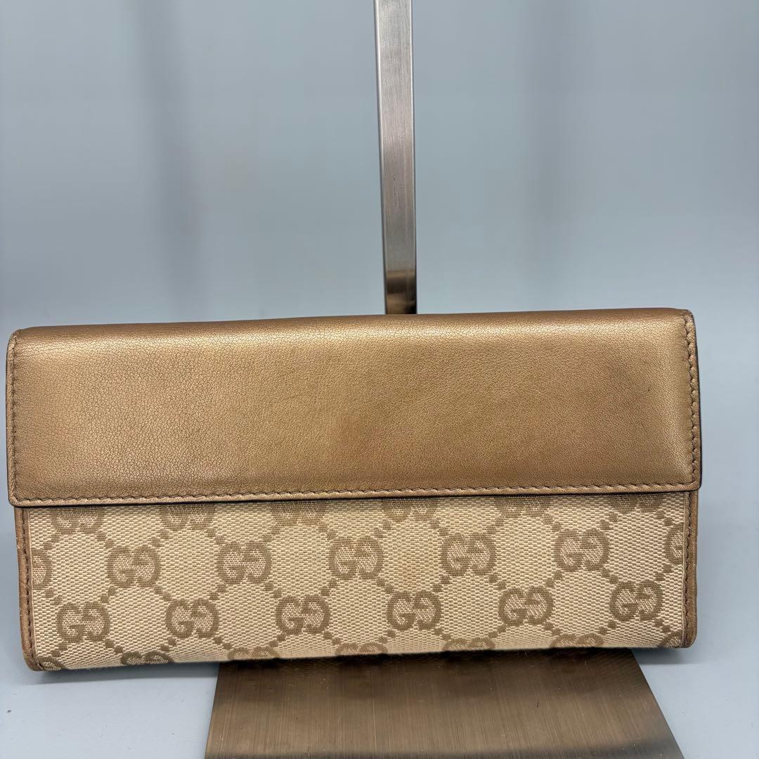 Gucci GGパターン 長財布 ベージュ/ゴールド
