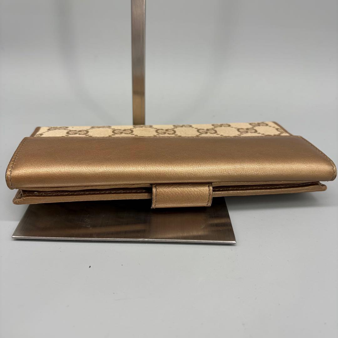 Gucci GGパターン 長財布 ベージュ/ゴールド