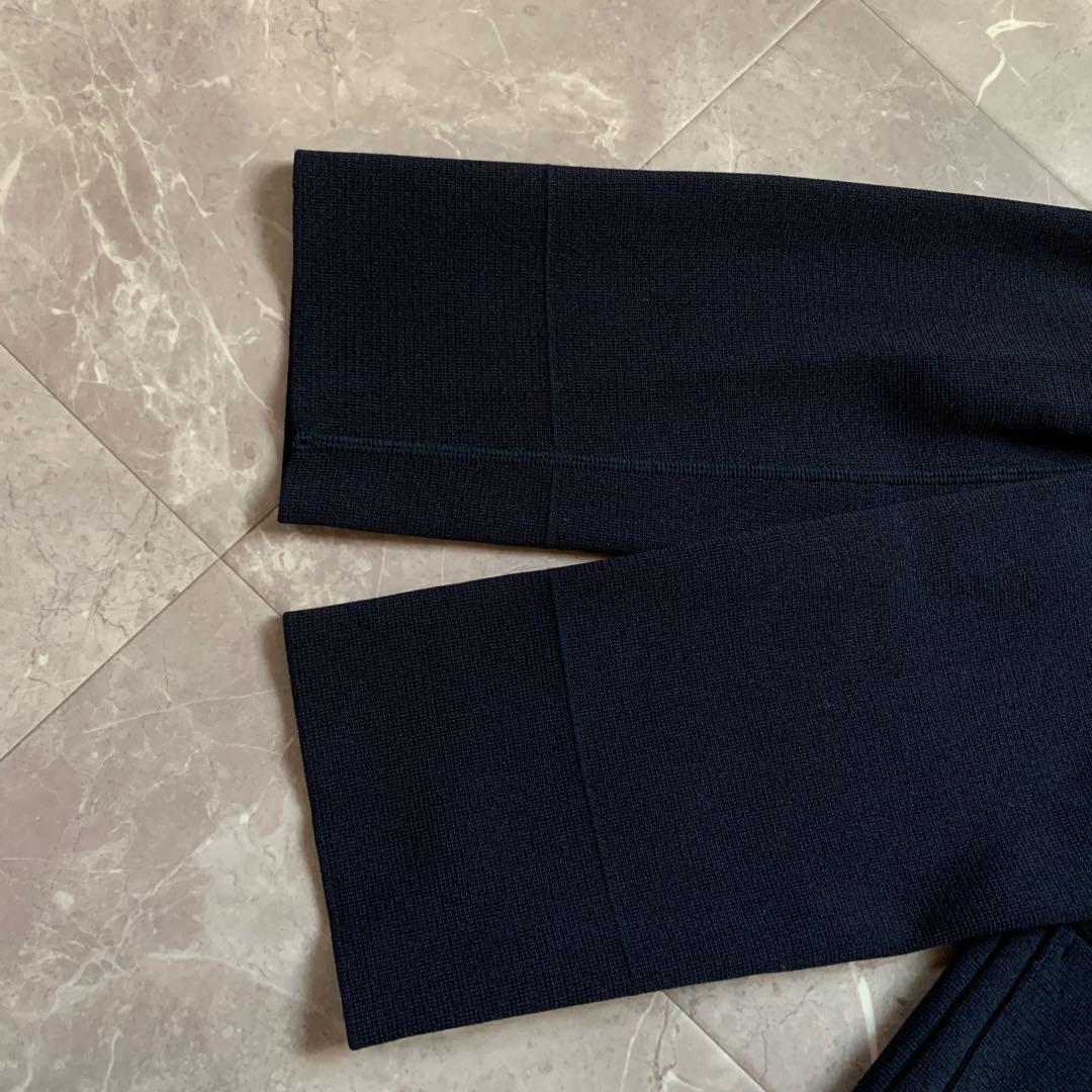 PLATINE プラティーヌ　ミラノリブニットダブルジャケット　紺　金ボタン