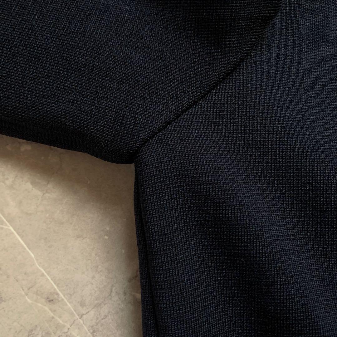 PLATINE プラティーヌ　ミラノリブニットダブルジャケット　紺　金ボタン