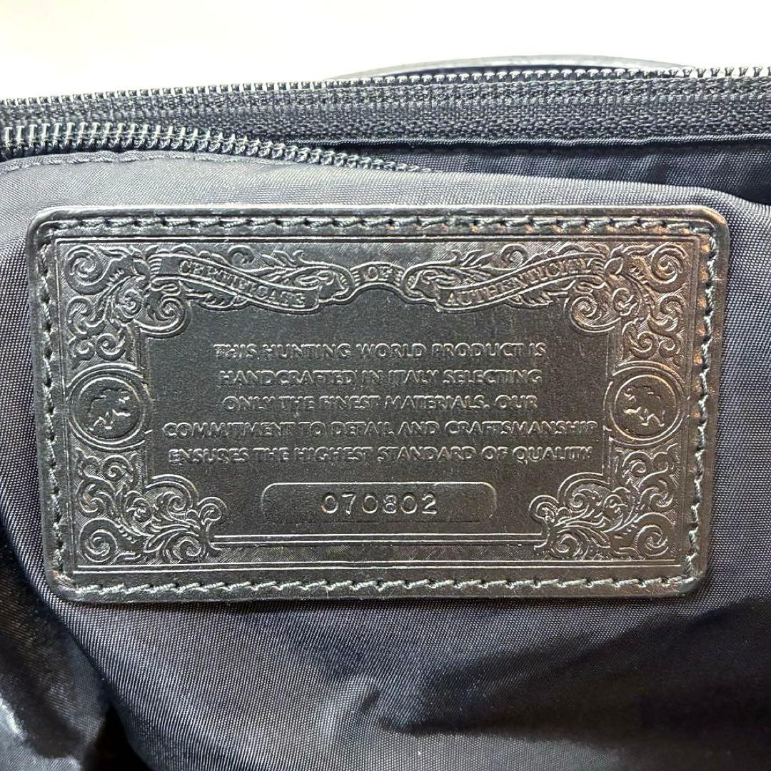 HUNTING WORLD 大容量 2way ビジネスバッグ イタリア製 黒