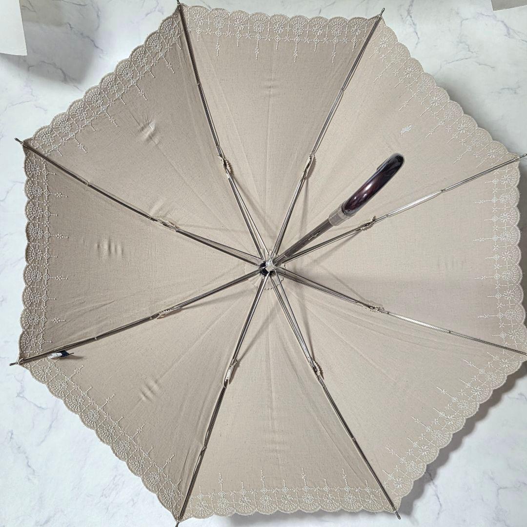 極美品⭐️ポロ ラルフローレン レース 日傘 ポロ刺繍 白 木製ハンドル