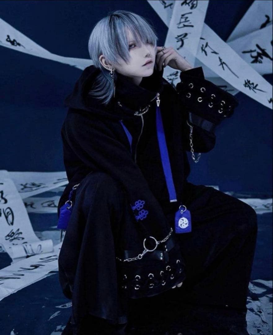 ililil イルイルイル　枵コラボ【空夜】 ジップアップパーカー　チェーン　黒