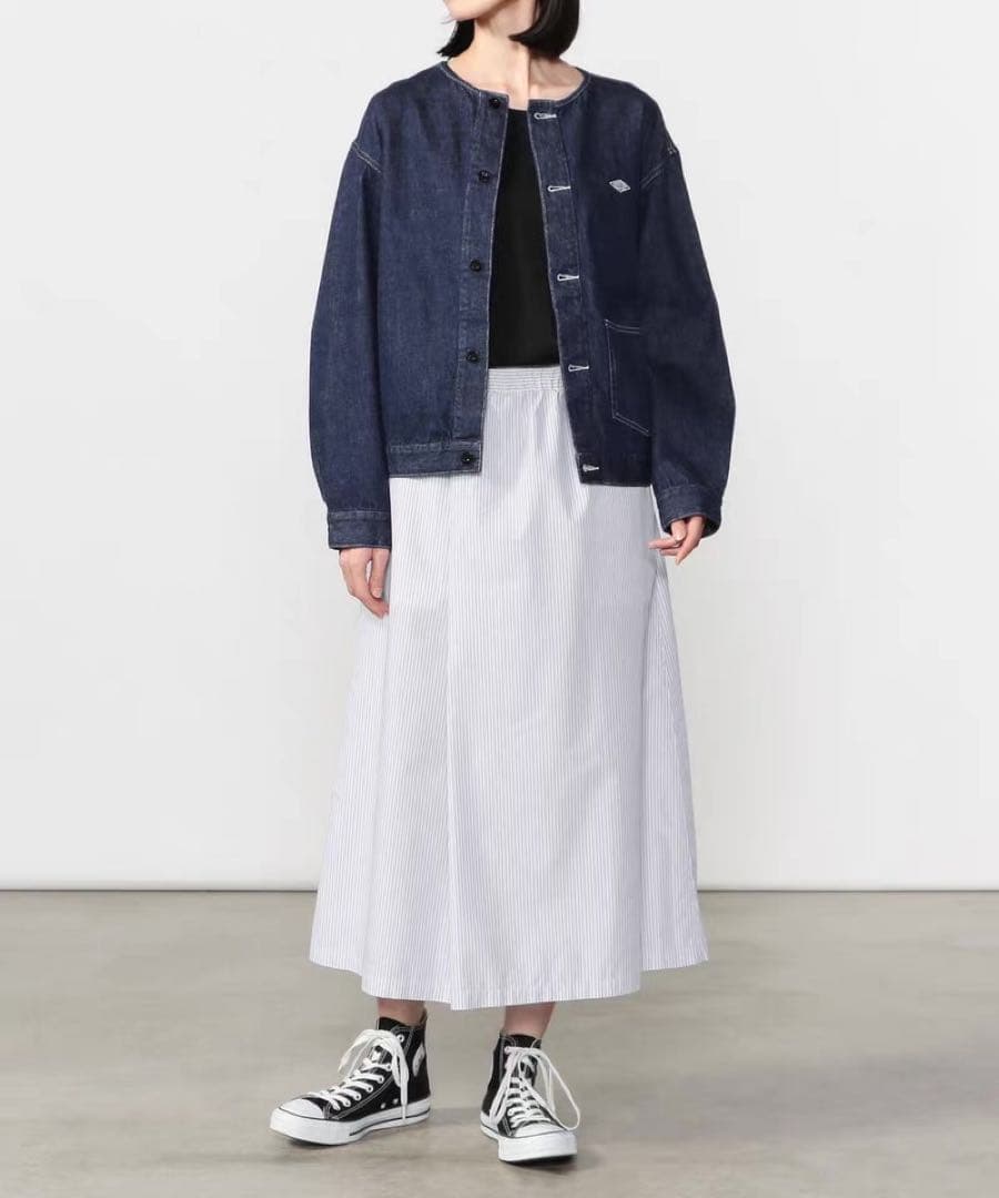 【新品】DANTONデニムノーカラージャケット 36