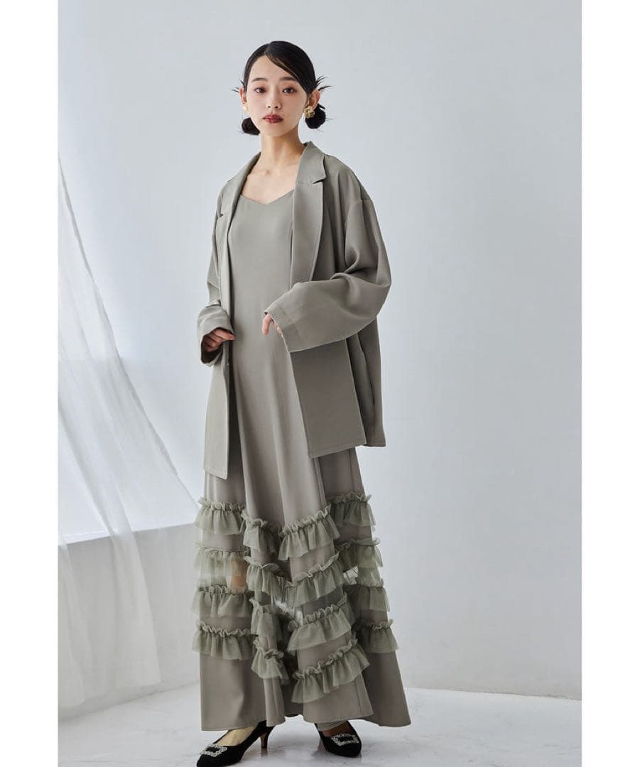 完売品 新品タグ付 et.univer トランスペアレントヘムセットアップドレス