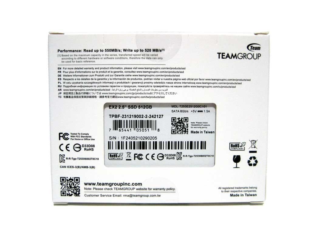 新品 Team EX2 512GB 2.5インチ SSD