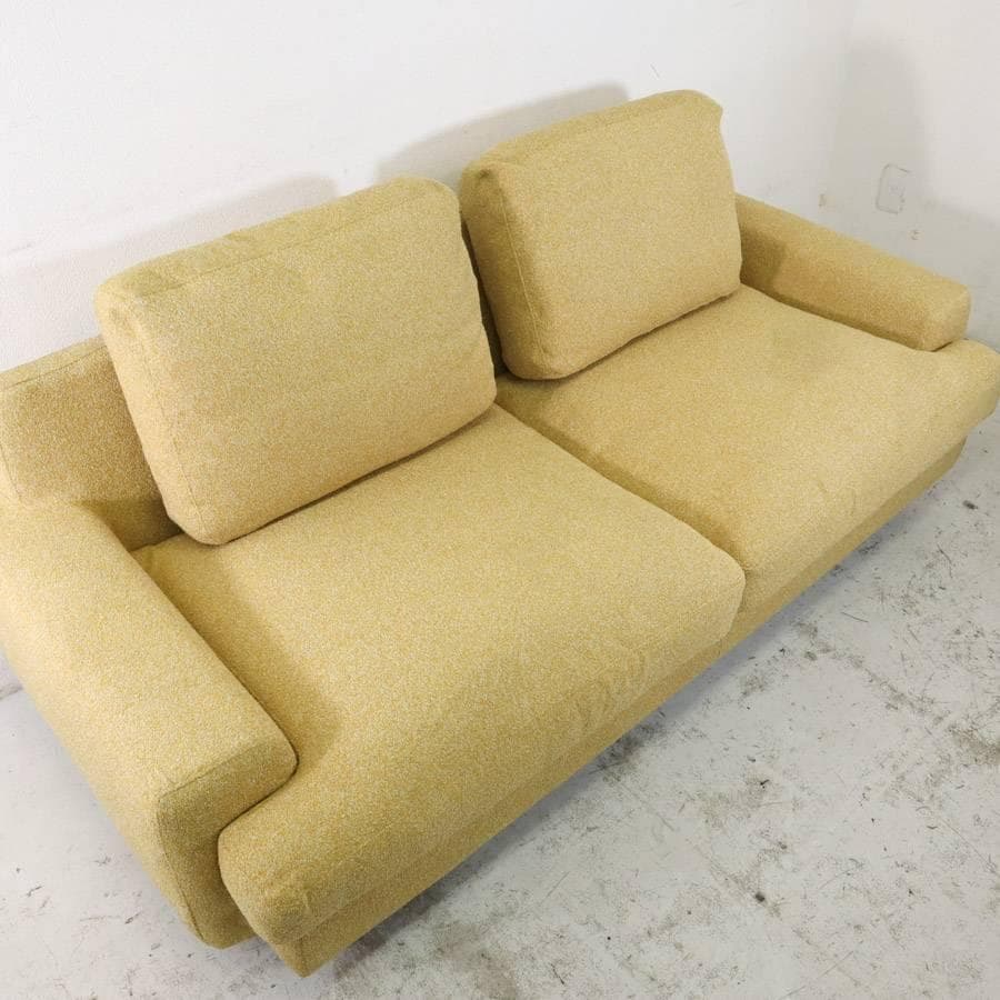 25年製 ウニコ グレイグ カバーリングトリプルソファ イエロー 中綿フェザー