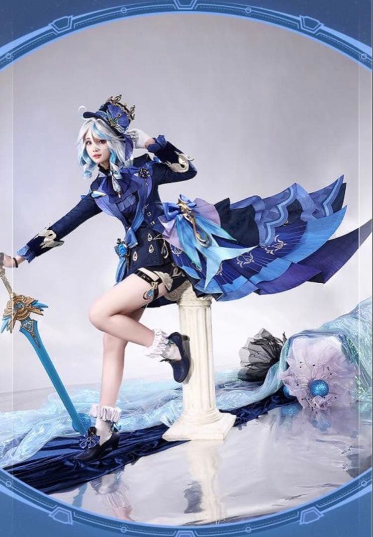 三分妄想製　黒フリーナコスプレ衣装　Lサイズ