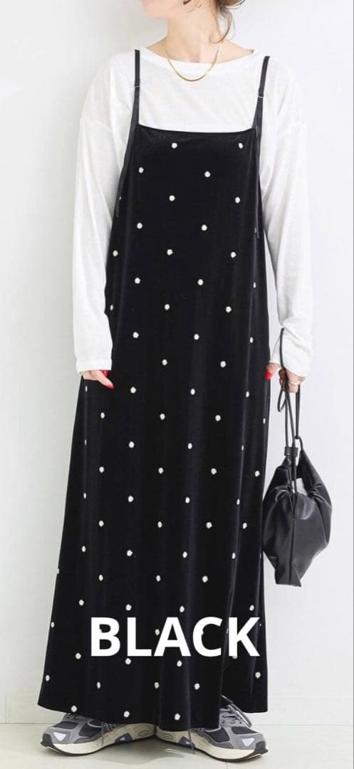 新品タグ付 B.C STOCK ベロアフラワー刺繍ワンピース