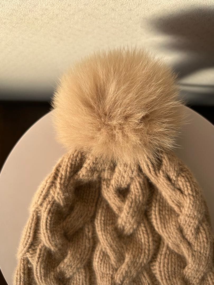 マックスマーラMaxMaraカシミヤ１００%フォックスニット帽　テディ