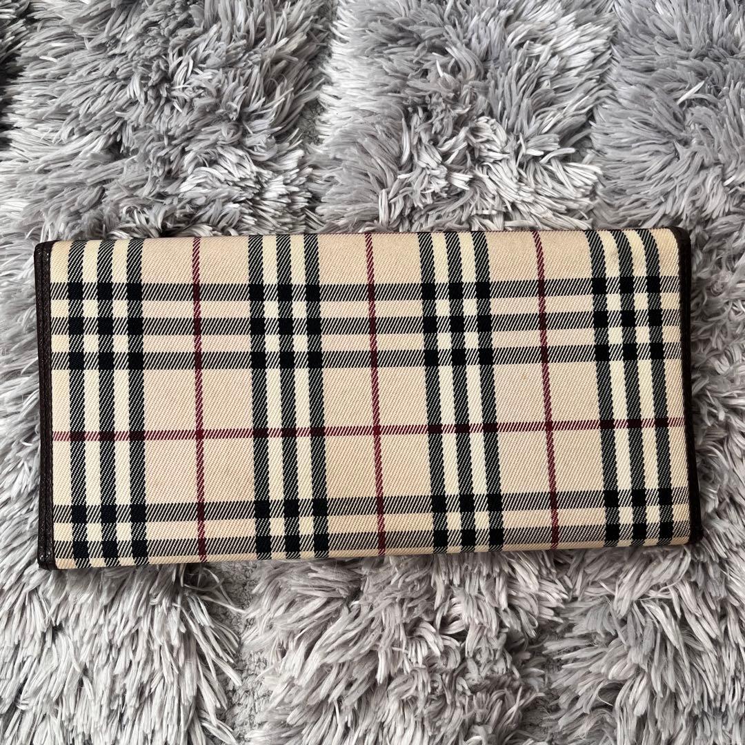 バーバリー　長財布　ノバチェック　軽量　レザー　ブラウン　メンズ　レディース