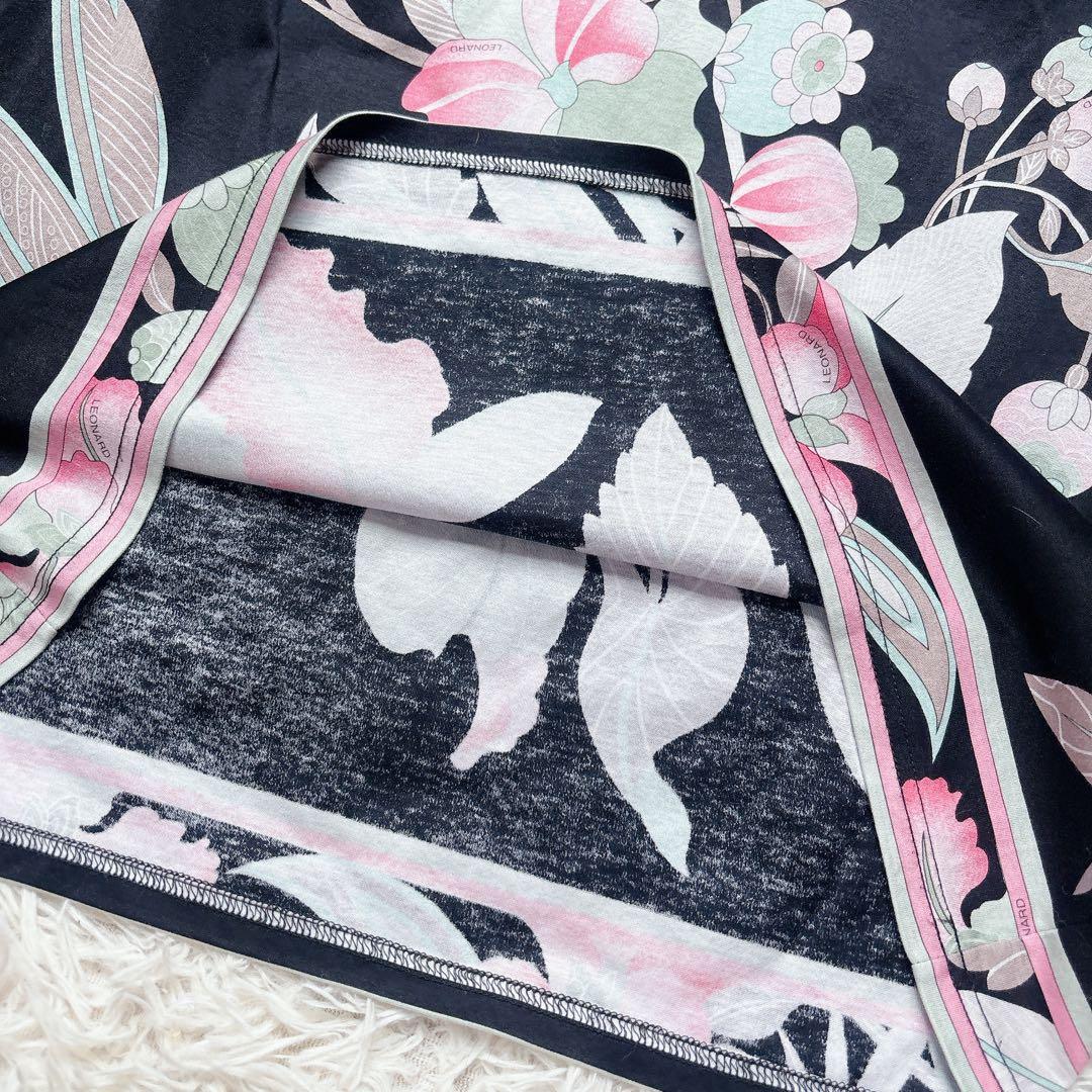 極美品✨レオナール 半袖カットソー 総柄 花柄 トリム LL