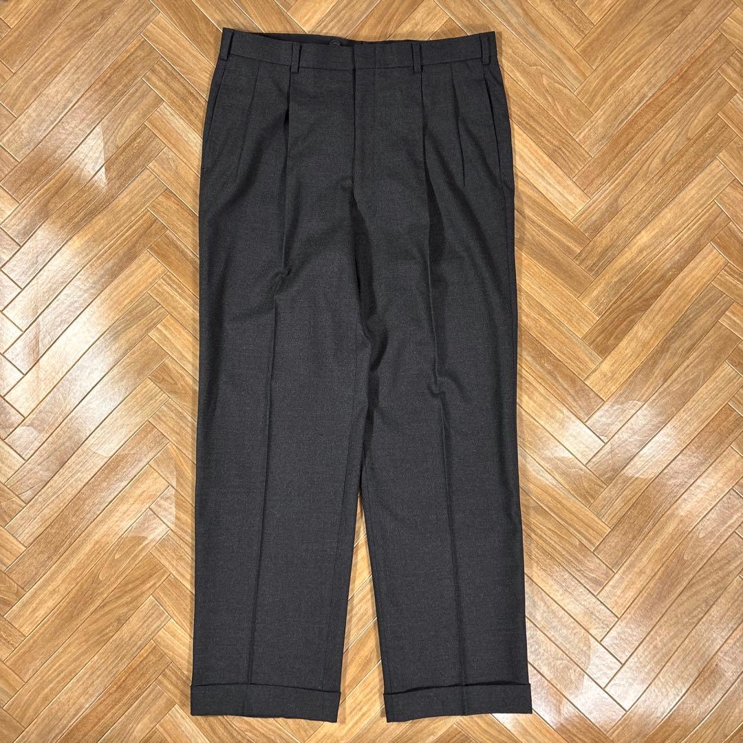 W34L30実寸 ブルックスブラザーズ ウールスラックス チャコールグレー 灰色