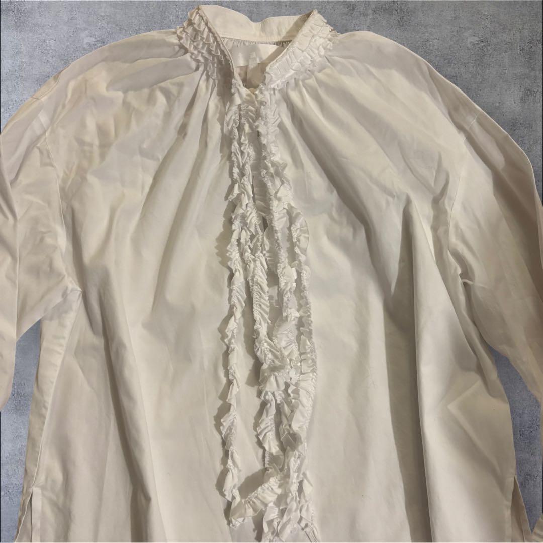美品tao COMME des GARCONSギャルソン　フリルタイ ブラウス白