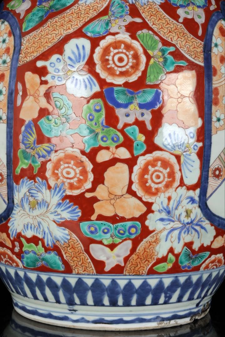 古伊万里【蔵春亭西畝】色絵金彩武士紋広口花瓶 飾壺 高さ68cm 古美術 骨董品