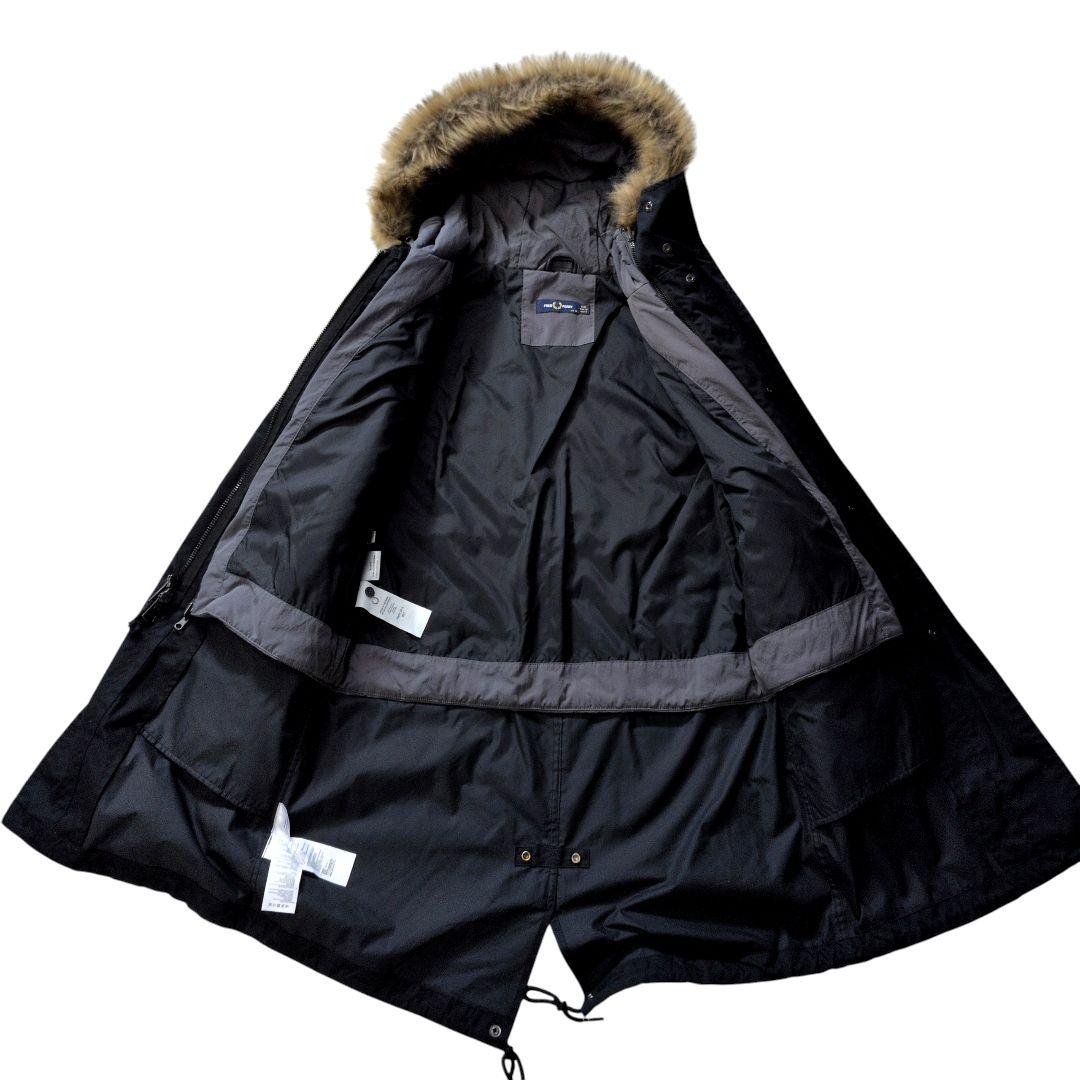 【美品】フレッドペリー モッズコート ライナー ファー付 黒