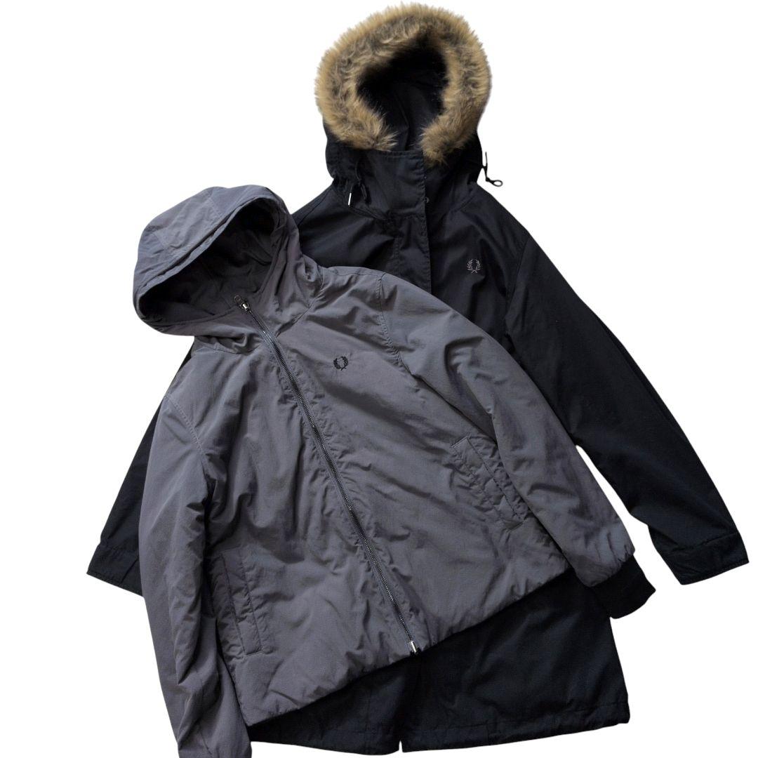 【美品】フレッドペリー モッズコート ライナー ファー付 黒