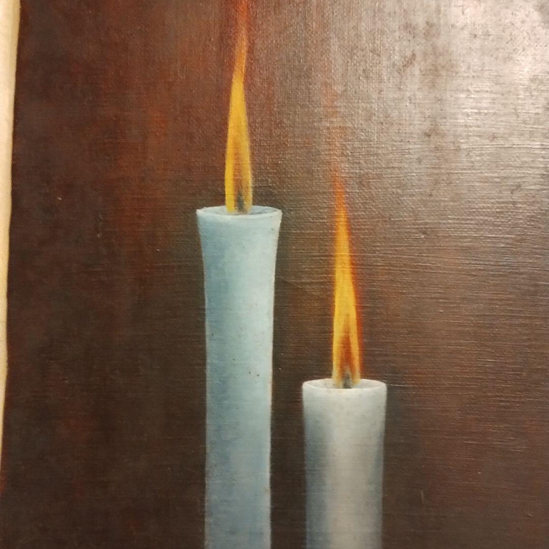 【油彩画】蝋燭の灯火 No.9｜SMキャンバス／幻想的な光と影のアート