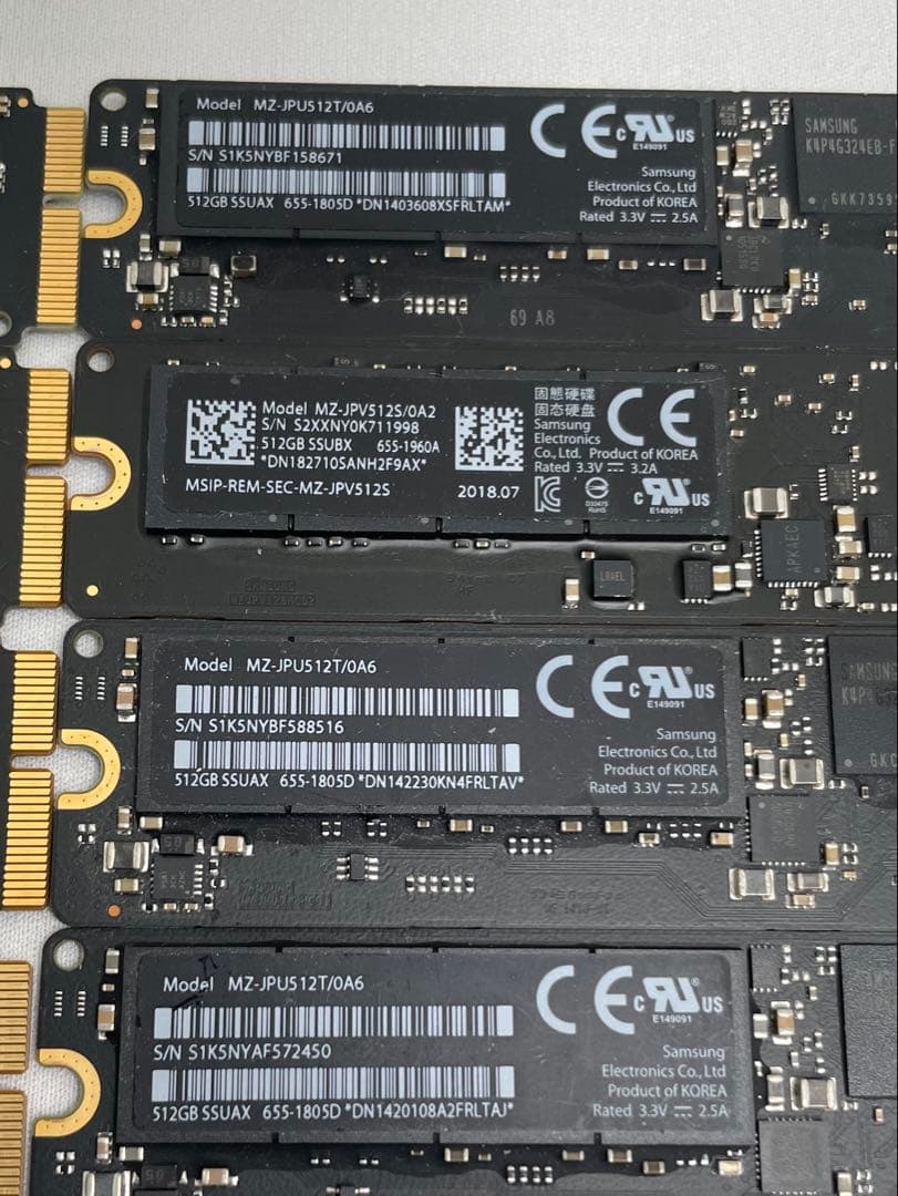 内蔵型SSD Apple SSD (256GBx5)(512GBx5)(1TBx1)