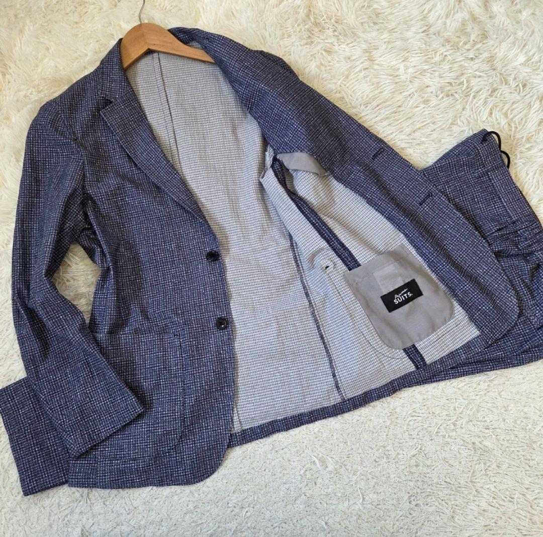 パジャマスーツAOKI シアサッカー ストレッチ セットアップネイビー