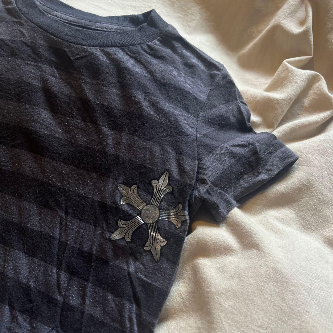 クロムハーツ　ダークグレー ストライプ Tシャツ　※A22