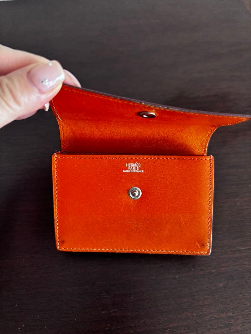週末売り切り価格　明日迄銀座HERMES購入エルメスのカードケース　オレンジ