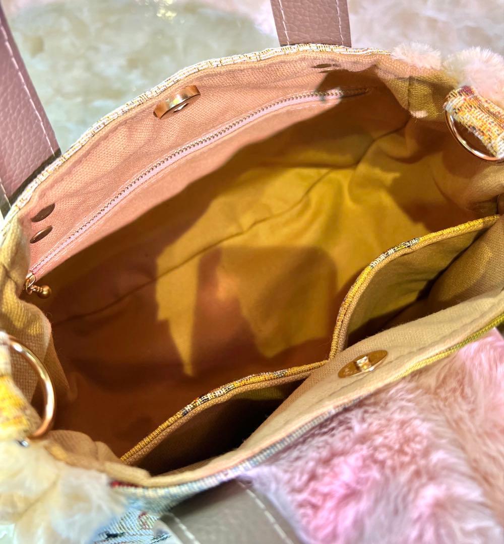 あ*き様 コヤンイサムチョン　ぽってり本革持ち手のバッグ　　　　ベージュファー