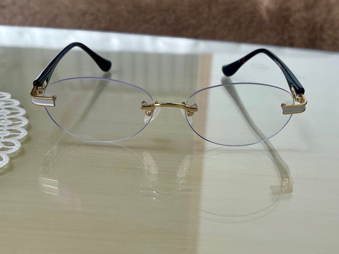 アイブレラ　クリアピュアWH×BRサングラス　UV フチなし　ブルーライトカット