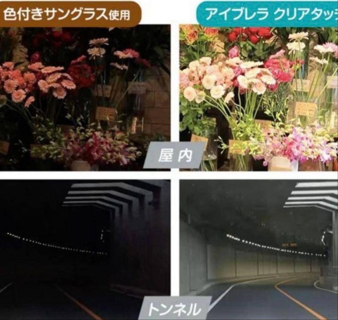 アイブレラ　クリアピュアWH×BRサングラス　UV フチなし　ブルーライトカット