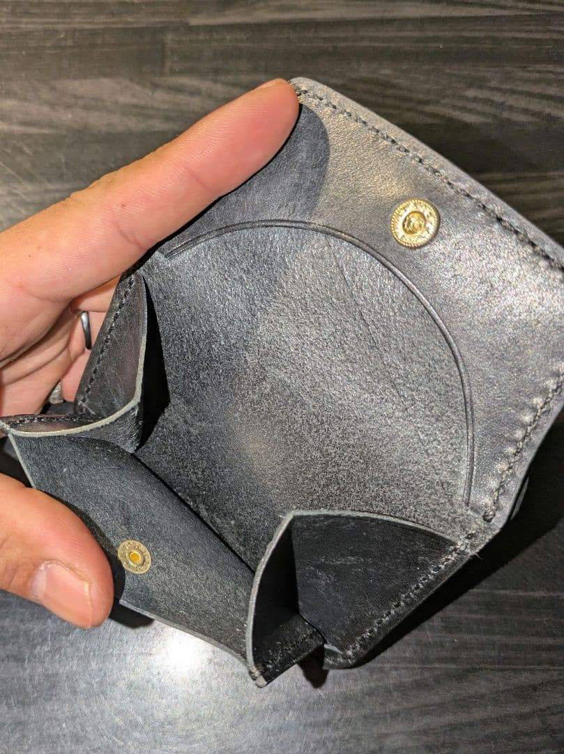 イタリアンレザー マネークリップ式 コンパクト財布 ウォレット 本革 総手縫い