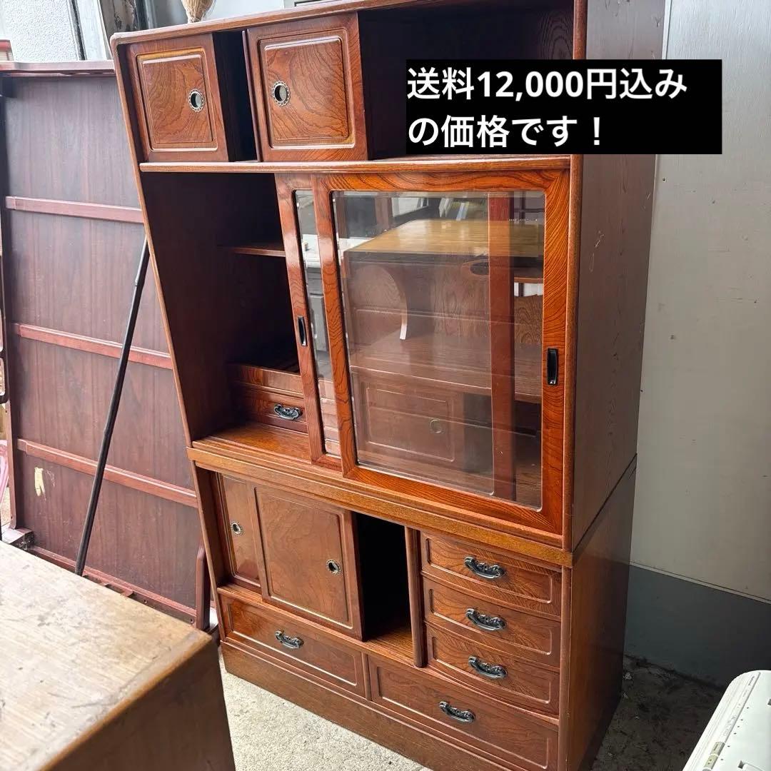 ★最終処分価格★国産　木製　違い棚　引き戸　収納棚