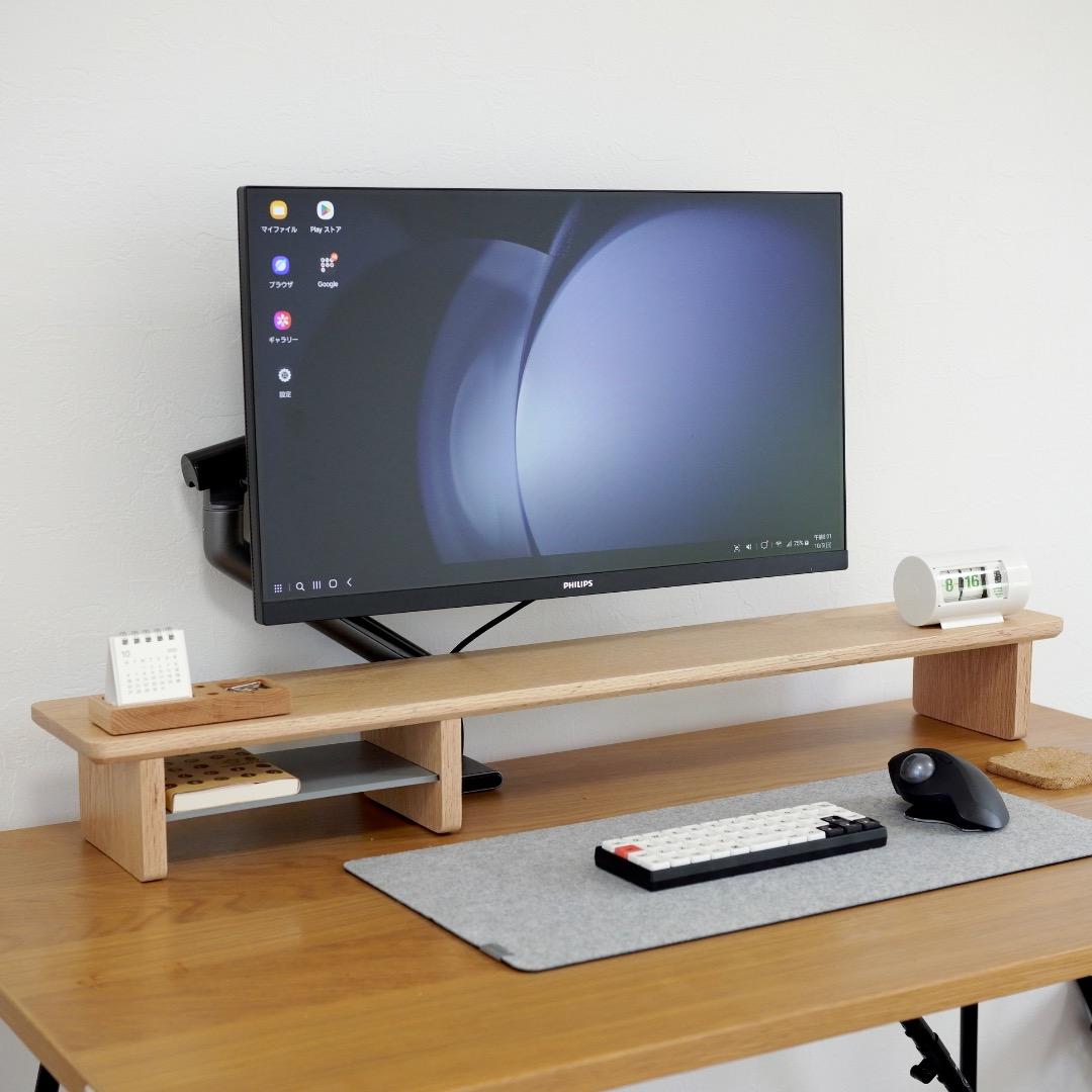 【オーク無垢材】デスクシェルフ(1000mm幅)〈奥行短タイプ〉