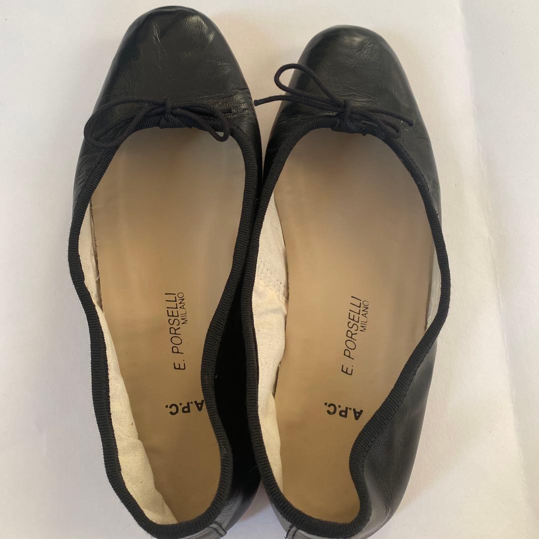 E. Porselli ブラック フラットシューズ 37 APC✖️ポルセリ