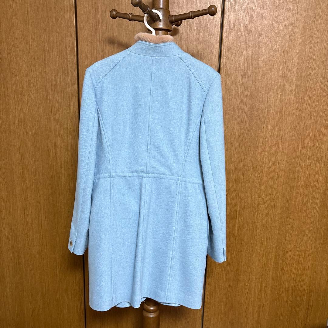 LA JOCONDE 水色ファー付きピーコート