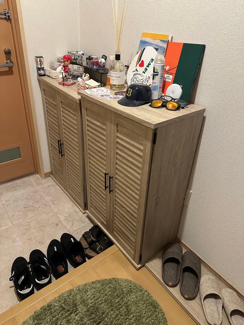 木製シューズラック スラットデザイン
